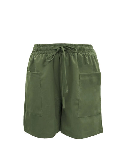 Short bermuda femme coupe ample avec poches – style décontracté couleur unie