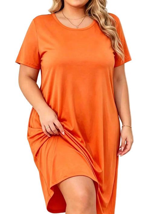 Sophie – Robe Décontractée Grande Taille à Manches Courtes