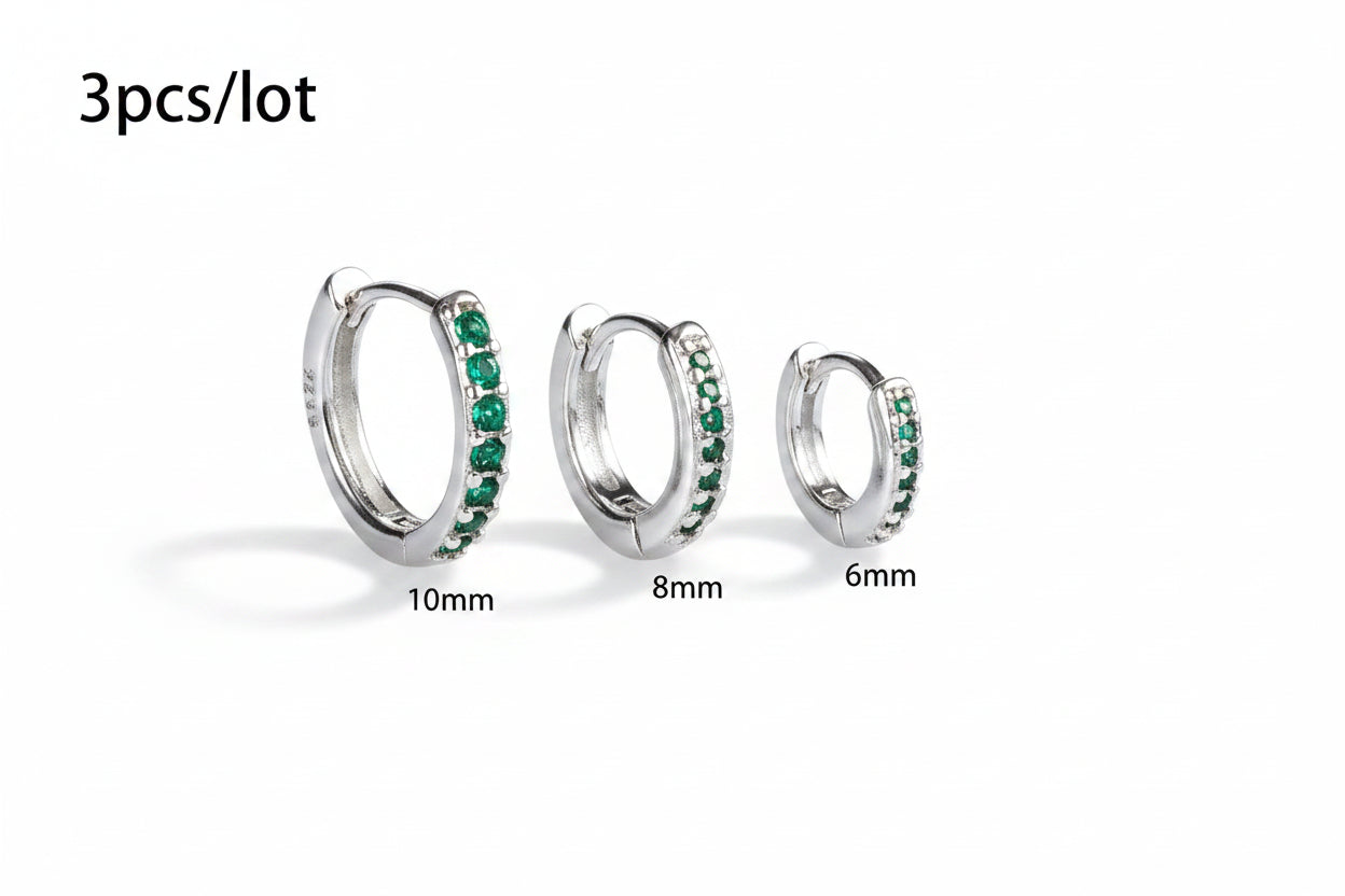 Ensemble Simple en acier inoxydable cristal petite boucle d'oreille femmes