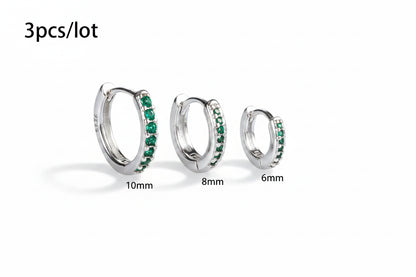 Ensemble Simple en acier inoxydable cristal petite boucle d'oreille femmes