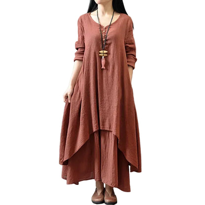 Robe Maxi Femme Manches Longues – Élégante Mi-Saison