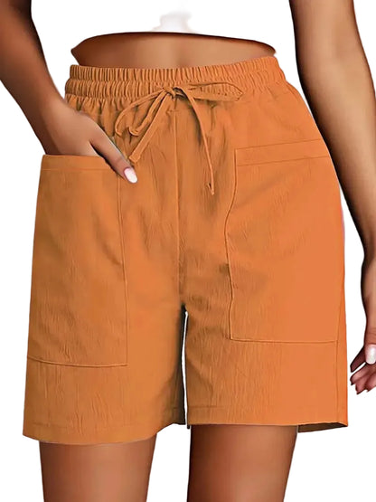 Short bermuda femme coupe ample avec poches – style décontracté couleur unie