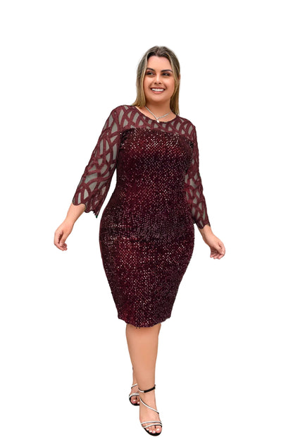 Robe grande taille à col rond avec fermeture éclair cachée