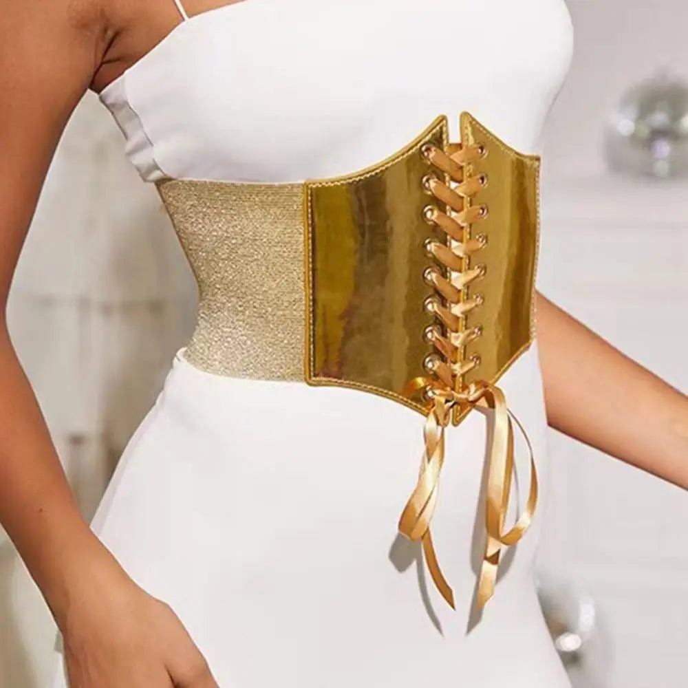 Ceinture corset doré pour femme