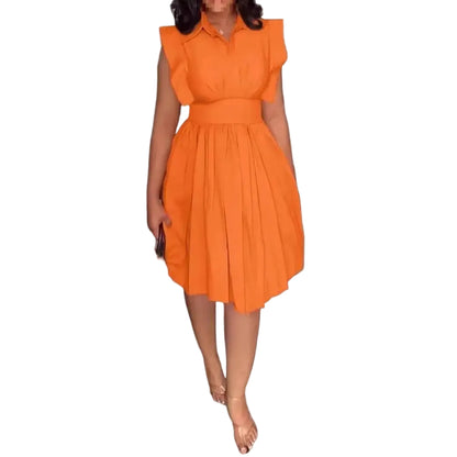 Robe midi femme unie sans manches – légère et élégante printemps-été