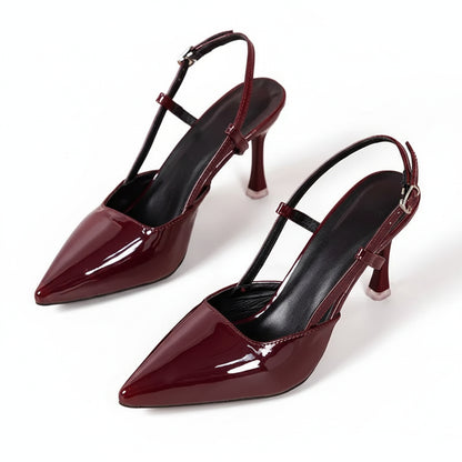Sandales à talons fins Slingback en cuir verni pour femme – Élégantes et sexy