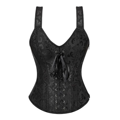 Ceinture corset noir sexy avec bretelles pour femme