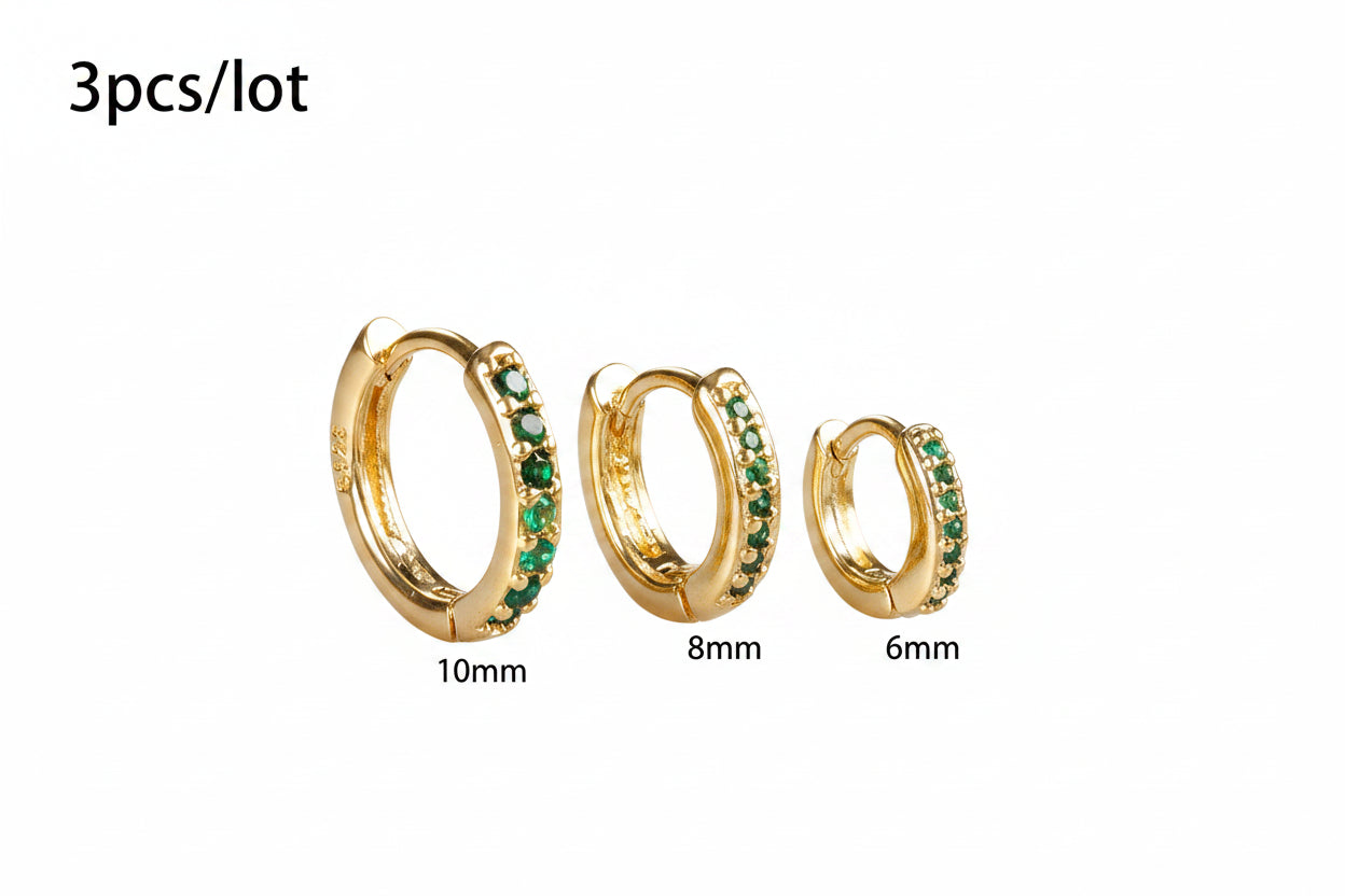 Ensemble Simple en acier inoxydable cristal petite boucle d'oreille femmes