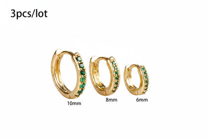 Ensemble Simple en acier inoxydable cristal petite boucle d'oreille femmes