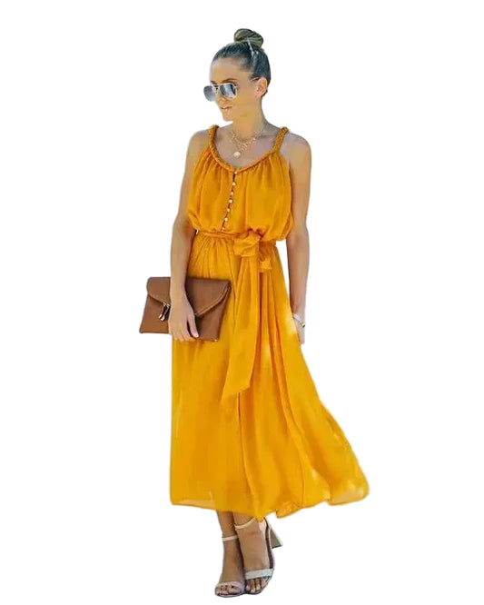 Robe Femme Sans Manches & Sans Bretelles – Robe Printemps Été Élégante et Légère