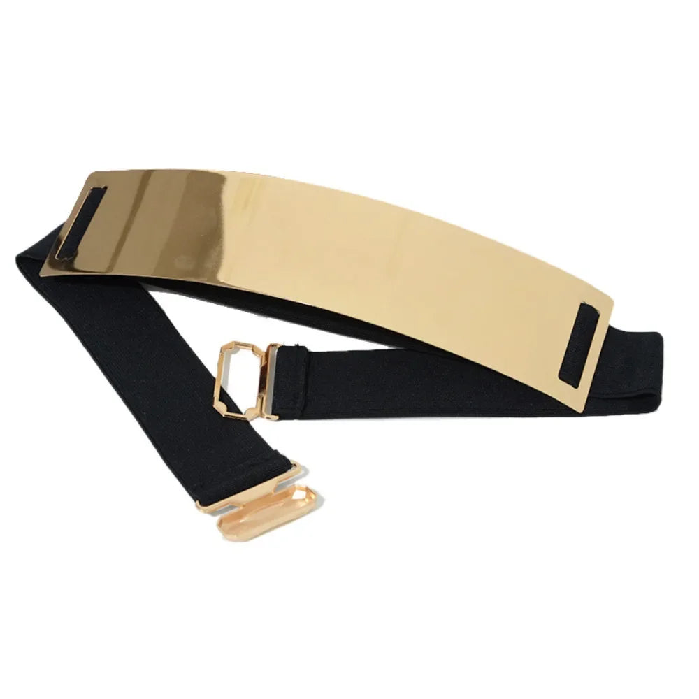Ceinture Large Brillante Métallique Punk Femme