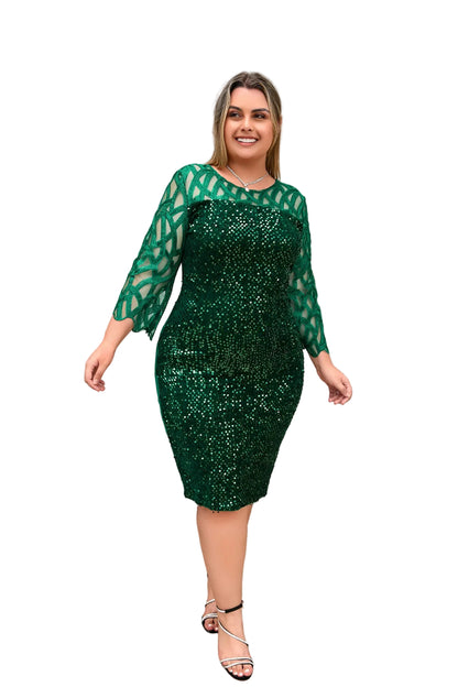 Robe grande taille à col rond avec fermeture éclair cachée