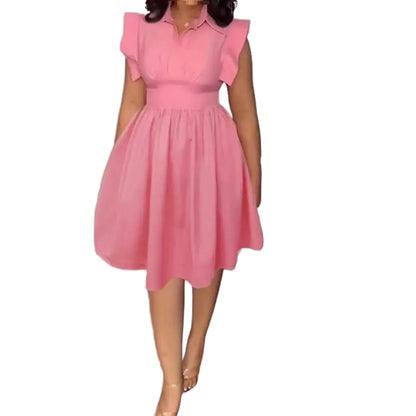 Robe midi femme unie sans manches – légère et élégante printemps-été