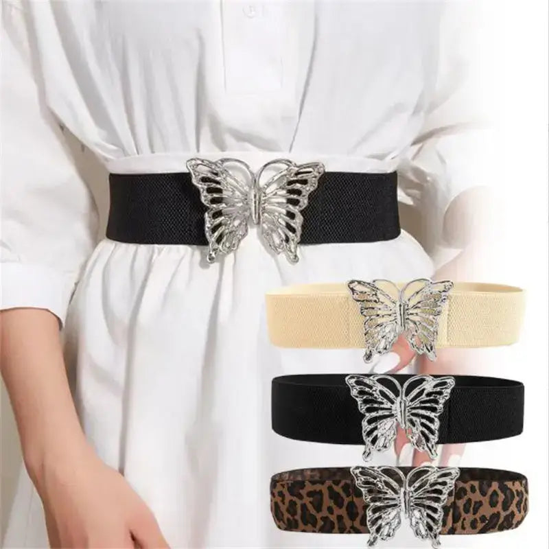 ceinture élastique pour femme ornée de fermoirs papillon