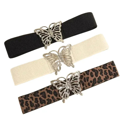 ceinture élastique pour femme ornée de fermoirs papillon